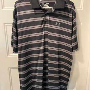 Under Armour Men's Polo Shirt in Black and Gray Stripes